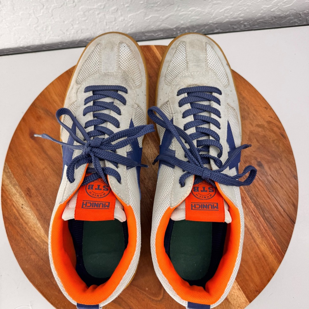 Munich Break 24 Mens 11 Grey Blue Orange Suede Mesh Gum Sole Sneakers - Picture 4 of 9